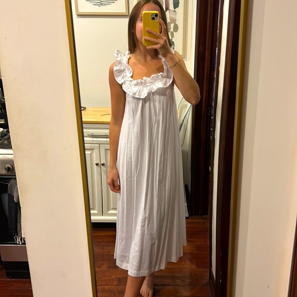 MANGO cotton ruffle midi dress